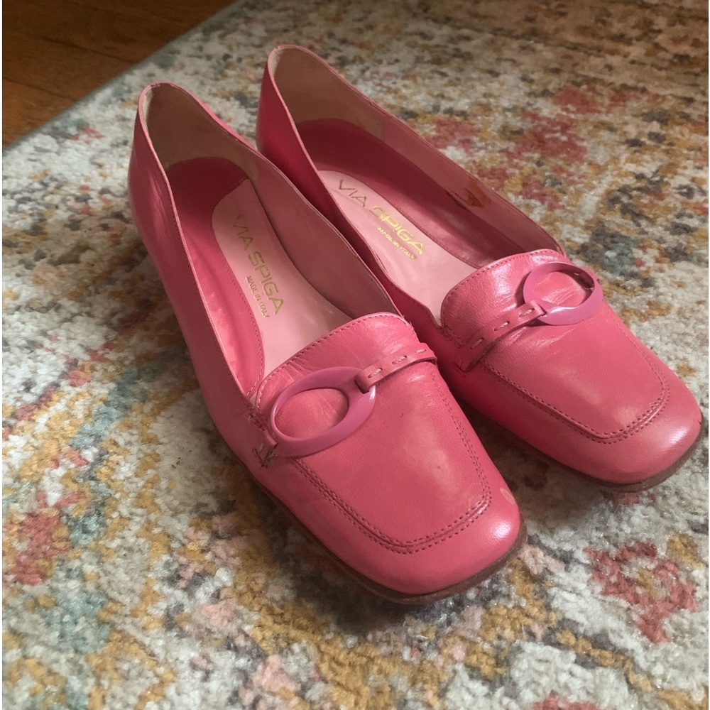 Pink Via Spiga leather loafers, size 6